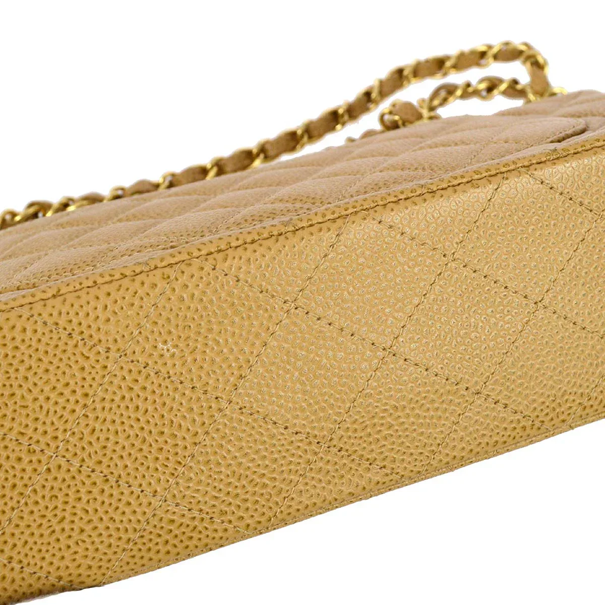 Chanel 2001-2003 Beige Caviar Medium Classic Double Flap Bag - Image 4
