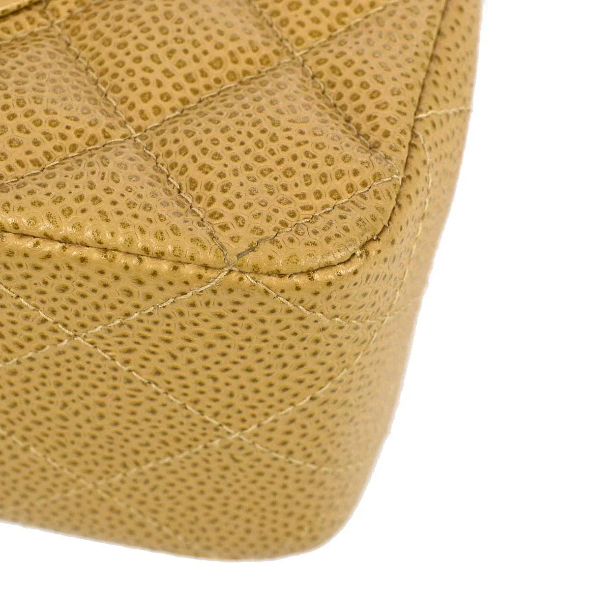 Chanel 2001-2003 Beige Caviar Medium Classic Double Flap Bag - Image 5
