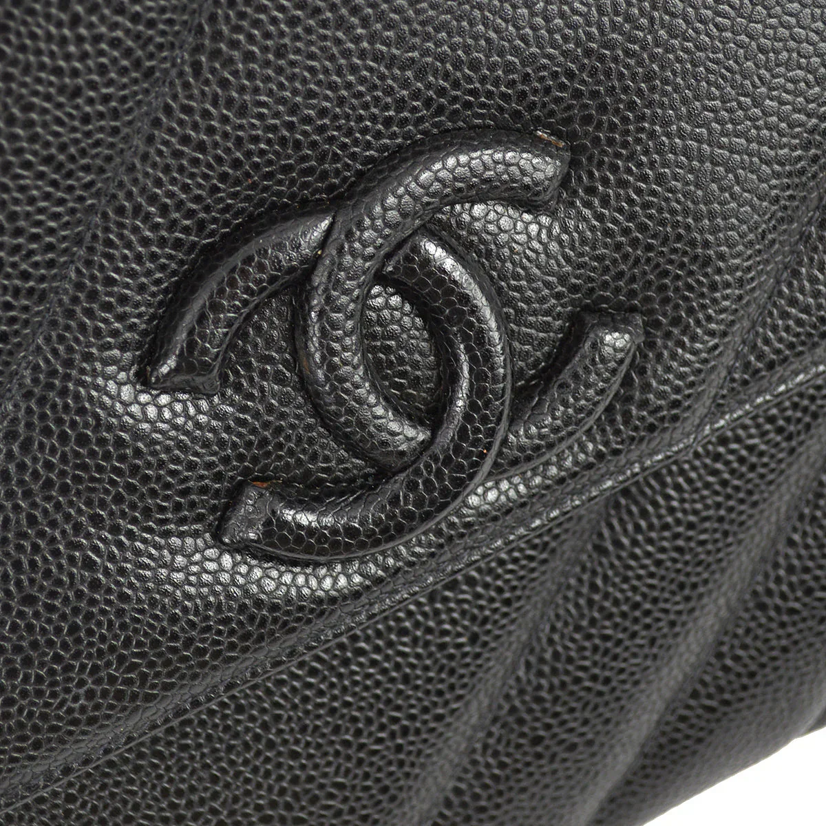 Chanel 1994-1996 Black Caviar Straight Flap Jumbo Shoulder Bag - Image 5