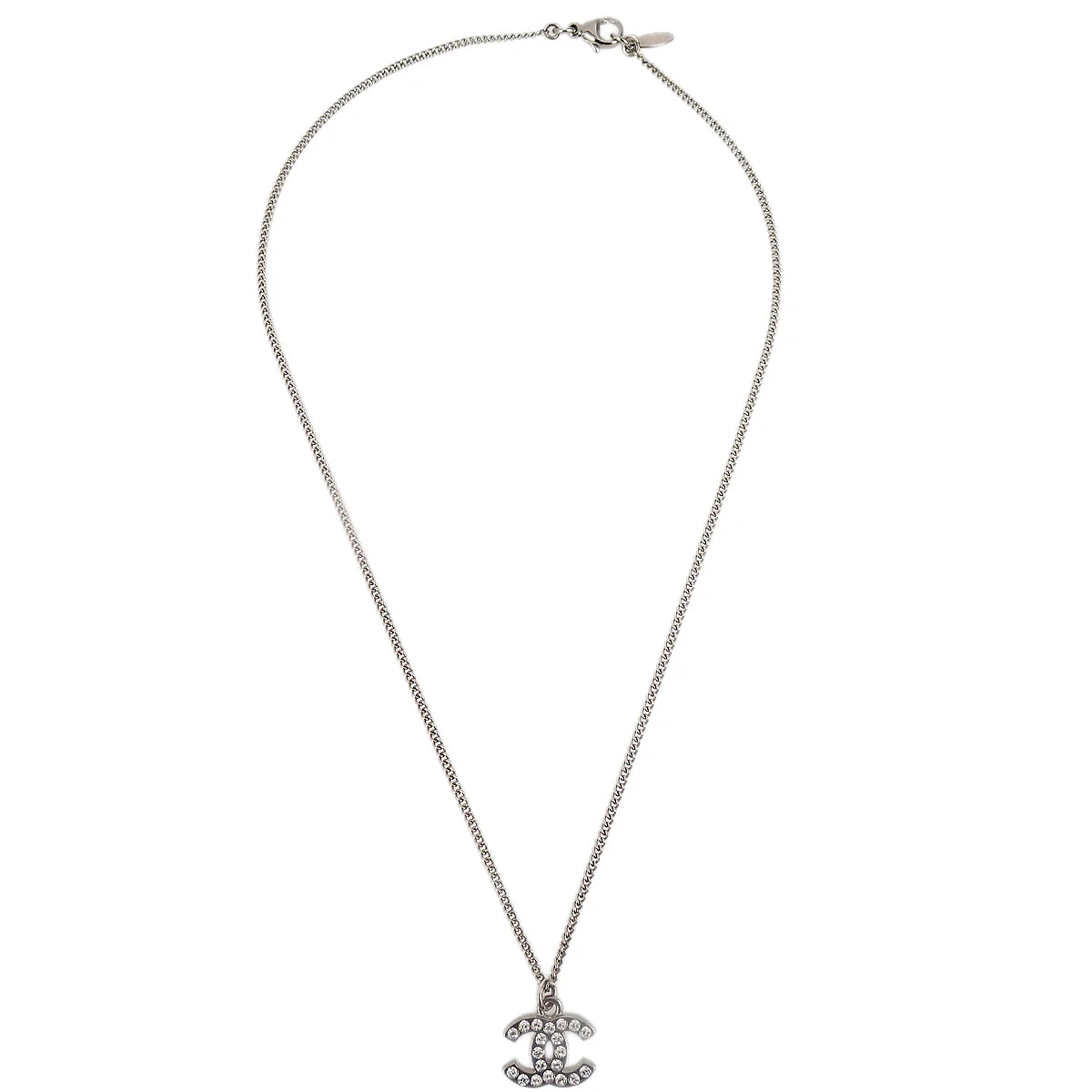 Chanel Crystal & Silver CC Necklace C11V - Image 2