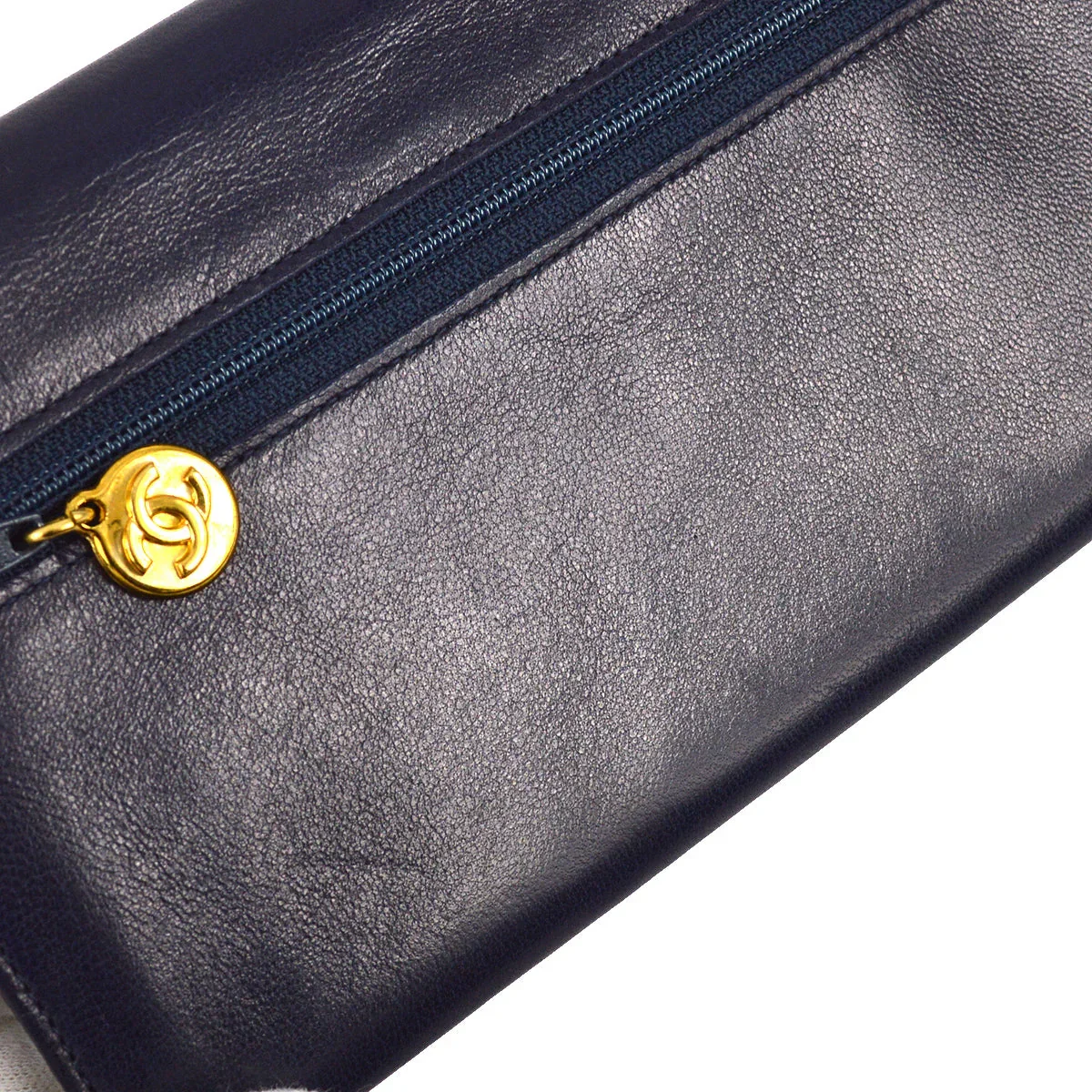 Chanel 1991-1994 Navy Lambskin Timeless Long Wallet - Image 3