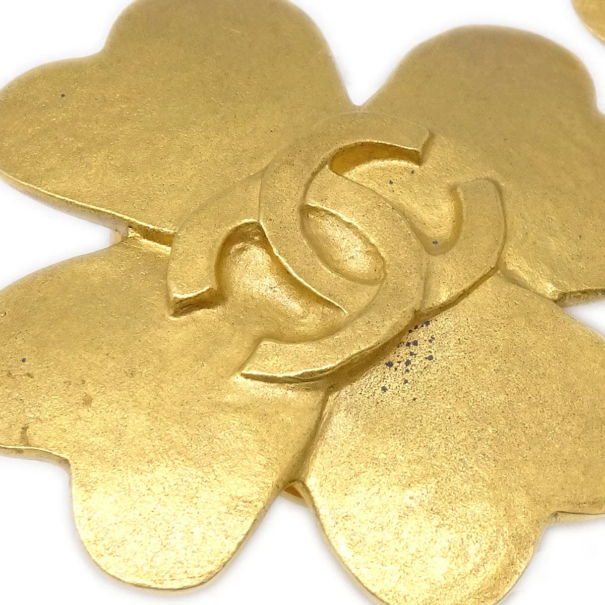 Chanel Clover Earrings Clip-On Gold 95P - Image 2