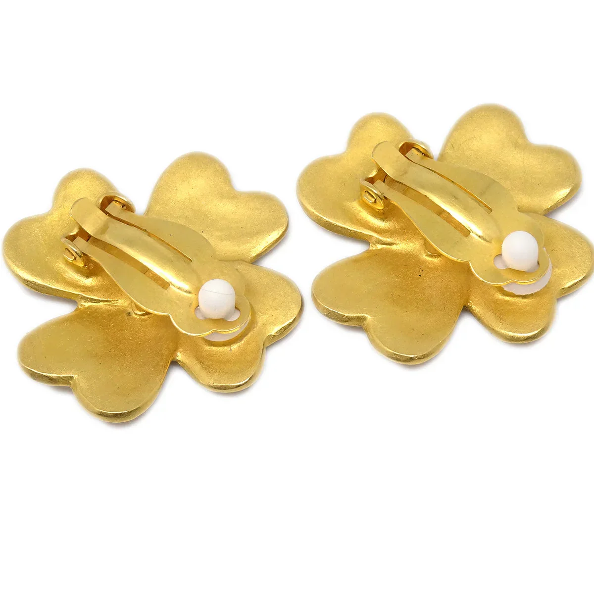 Chanel Clover Earrings Clip-On Gold 95P - Image 3