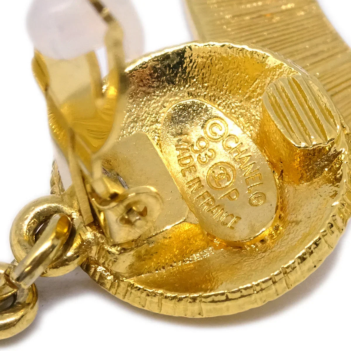 Chanel Hoop Dangle Earrings Clip-On Gold 93P - Image 4