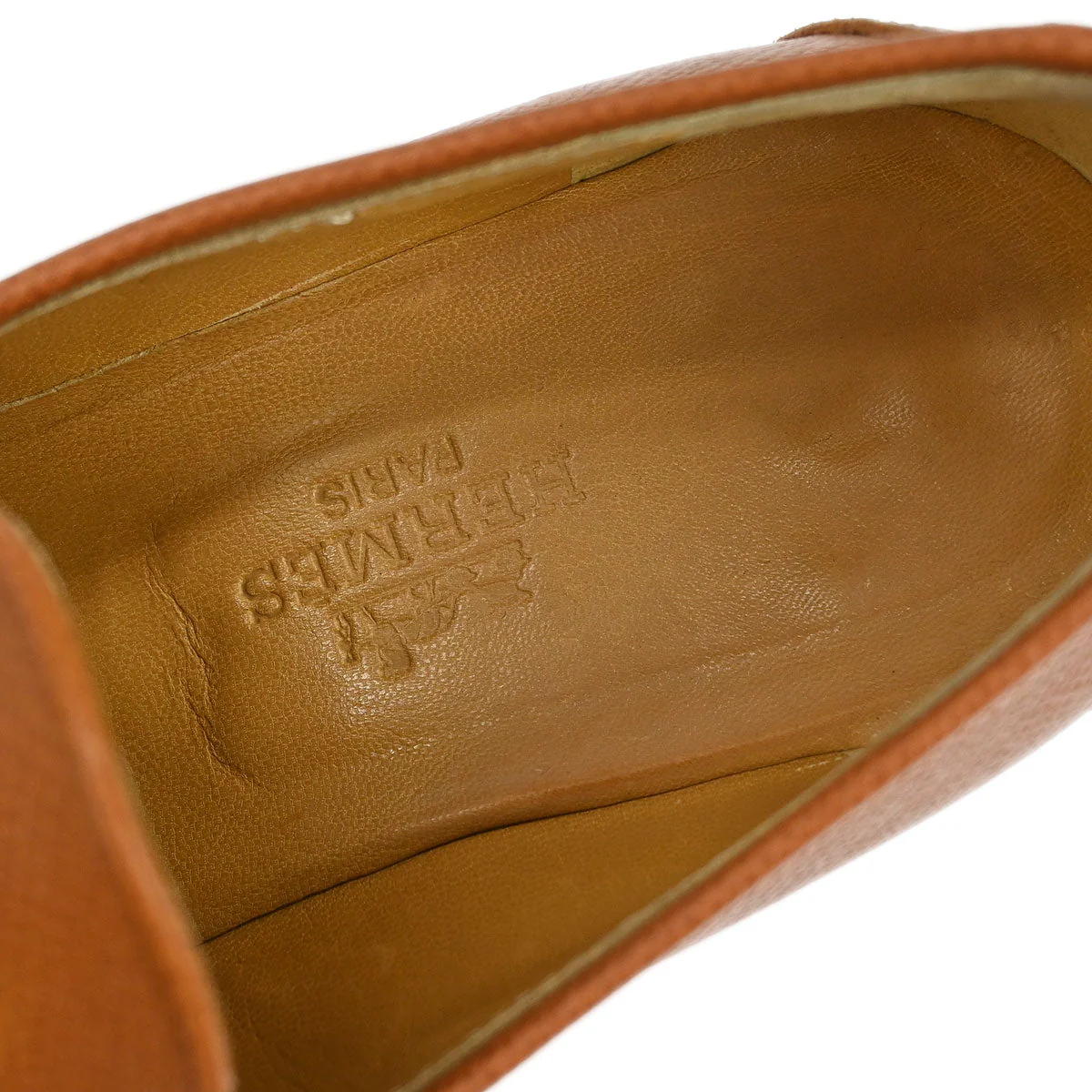 Hermes * Gold Courchevel Constence Loafers Shoes #35 1/2 - Image 5
