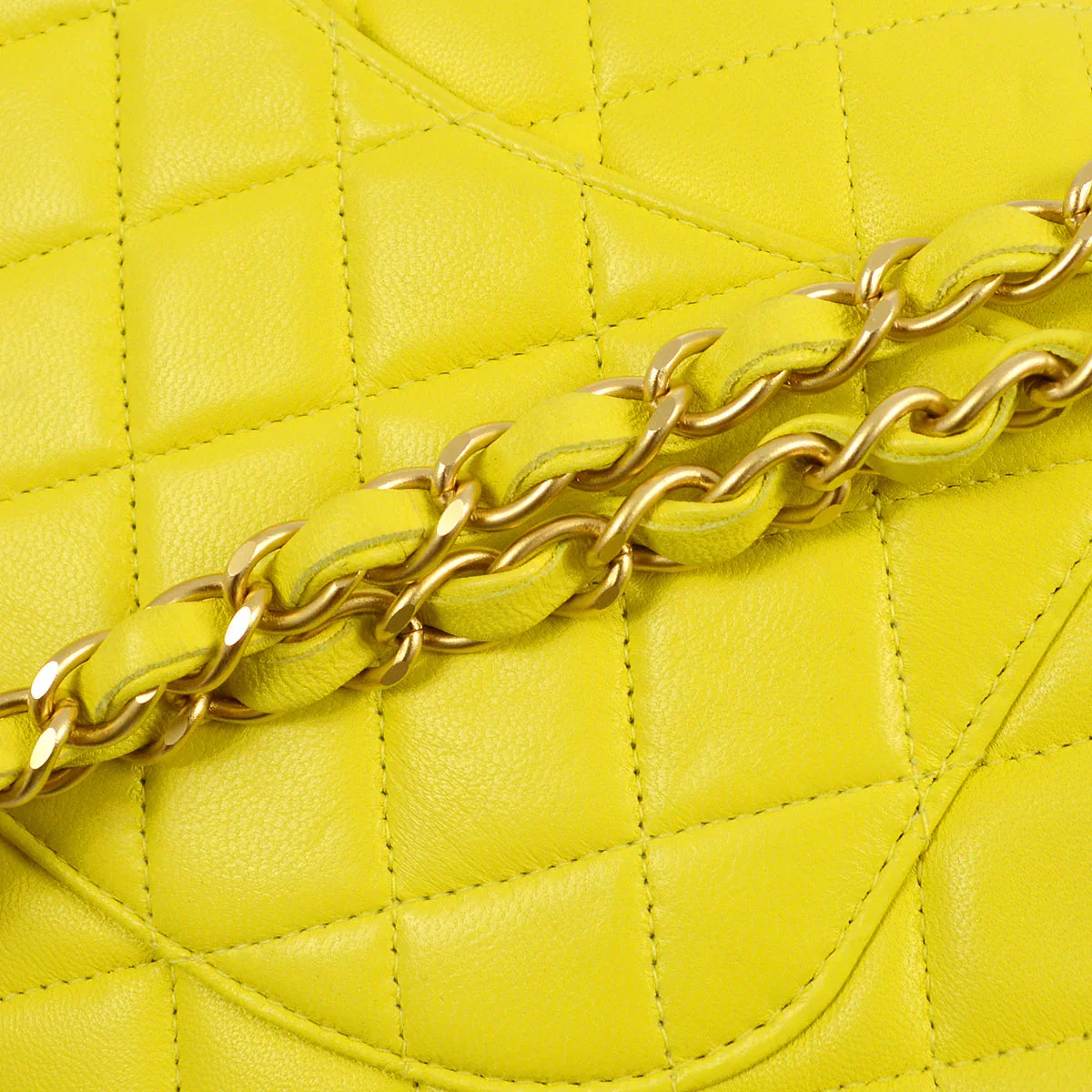 Chanel * 2000-2001 Yellow Lambskin Medium Classic Double Flap Bag - Image 5