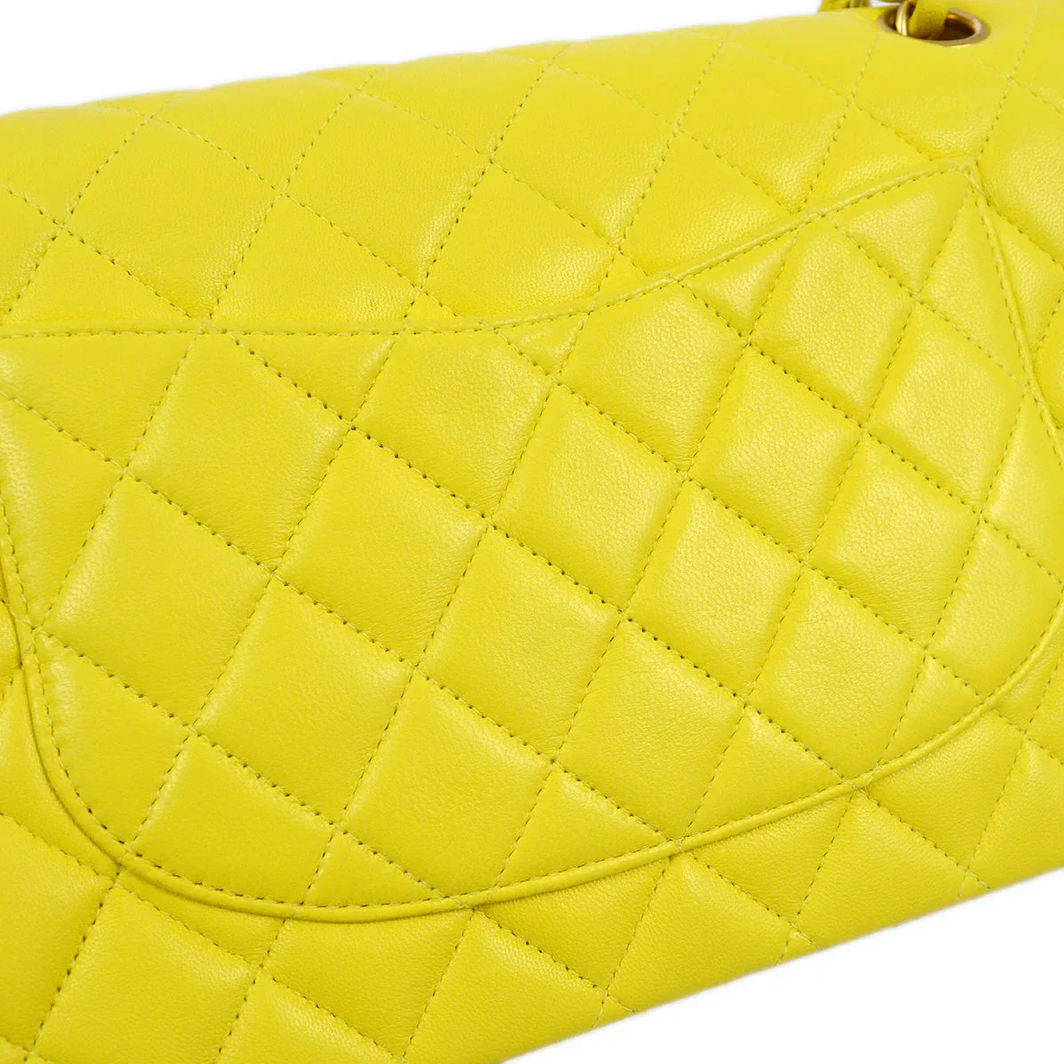 Chanel * 2000-2001 Yellow Lambskin Medium Classic Double Flap Bag - Image 6