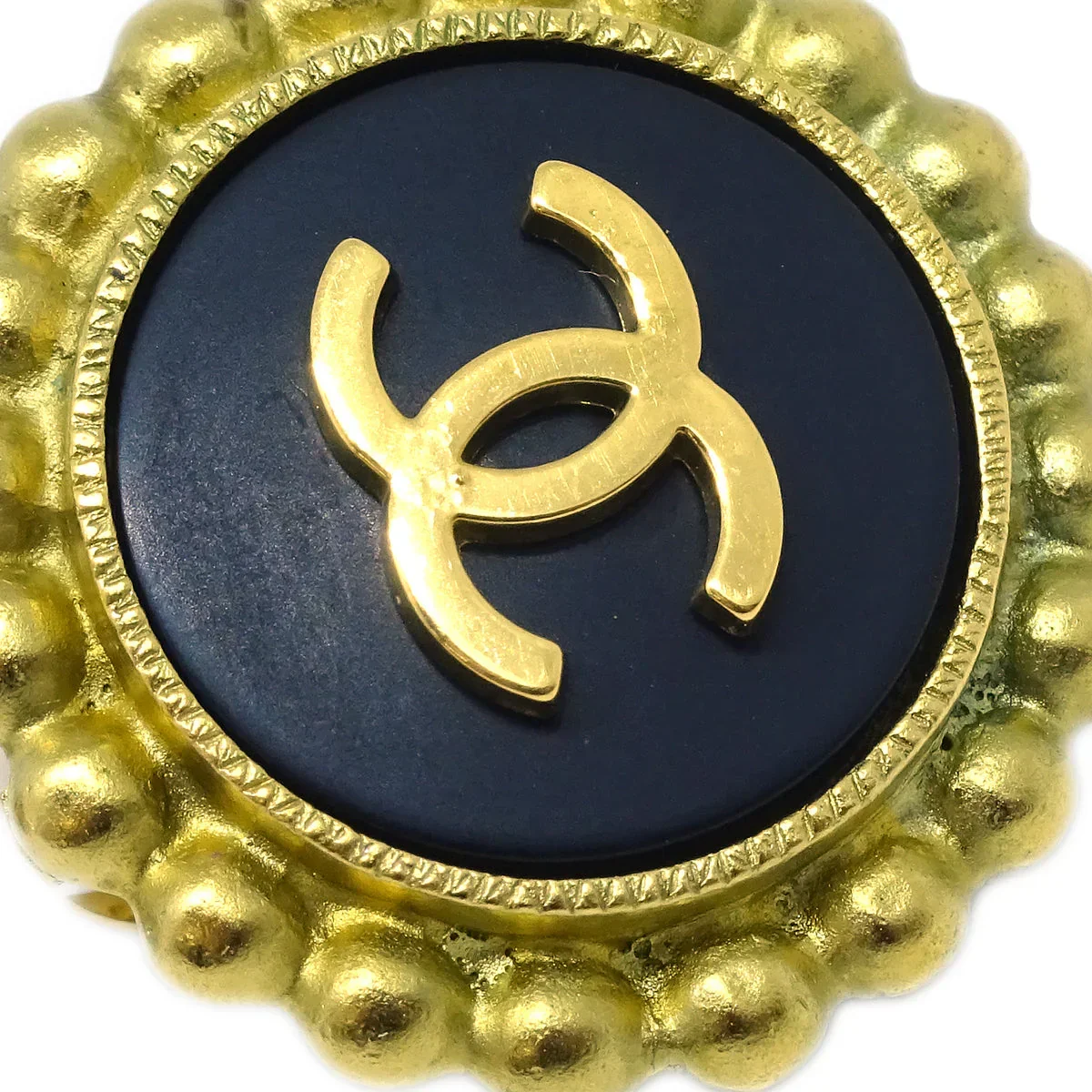 Chanel 1995 Gold & Black 'CC' Button Earrings - Image 2