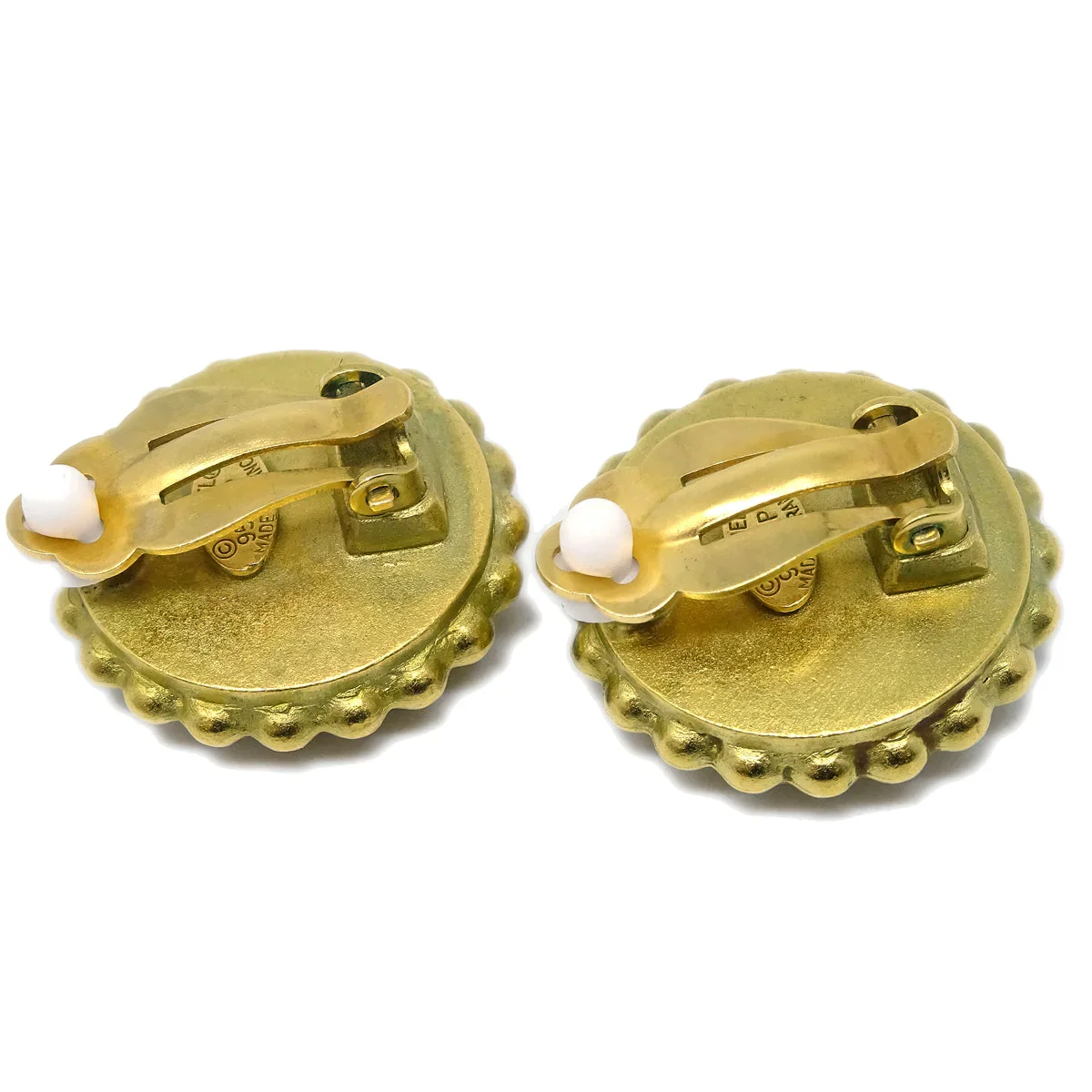 Chanel 1995 Gold & Black 'CC' Button Earrings - Image 3