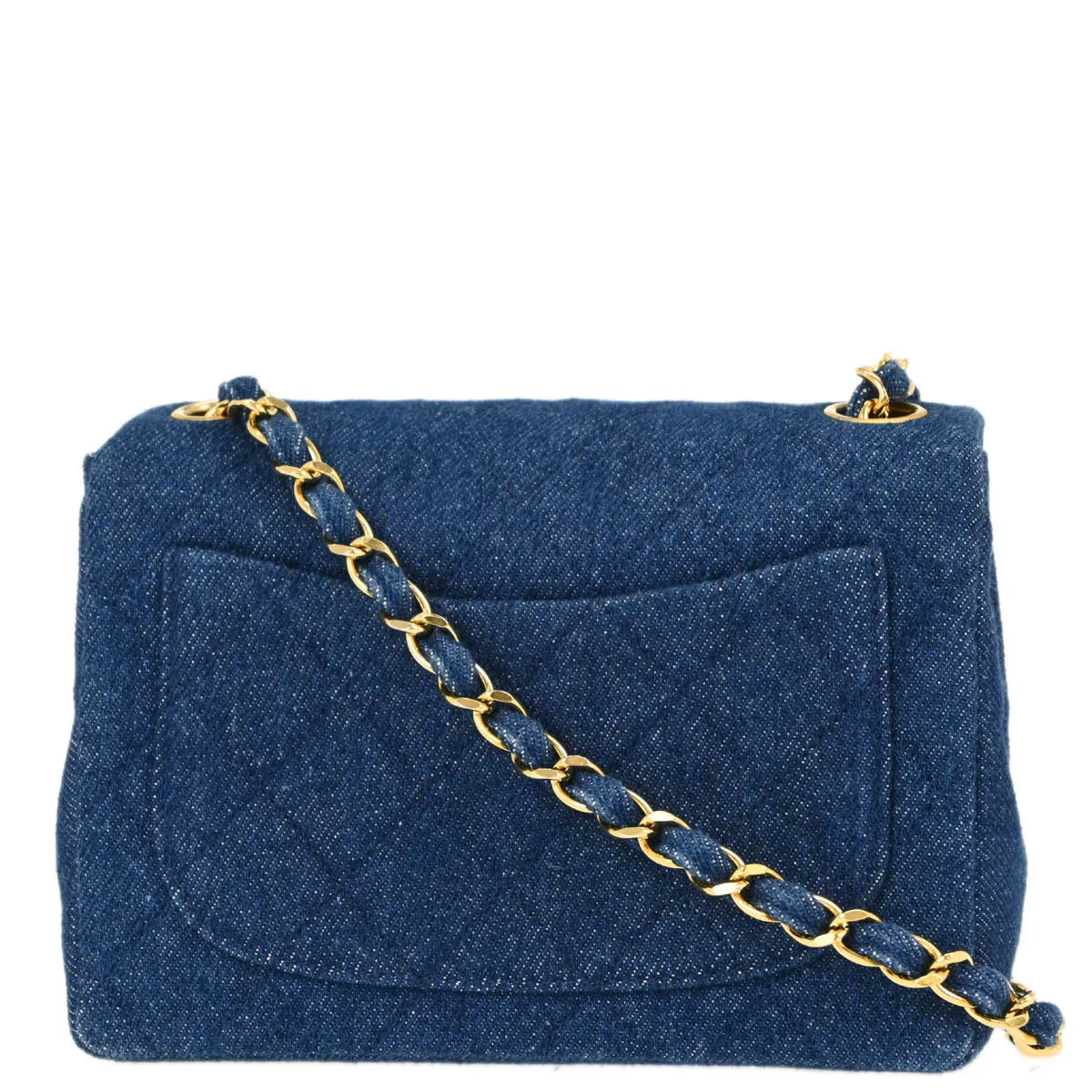 Chanel * 1989-1991 Blue Denim Mini Classic Square Flap Shoulder Bag 17 - Image 2