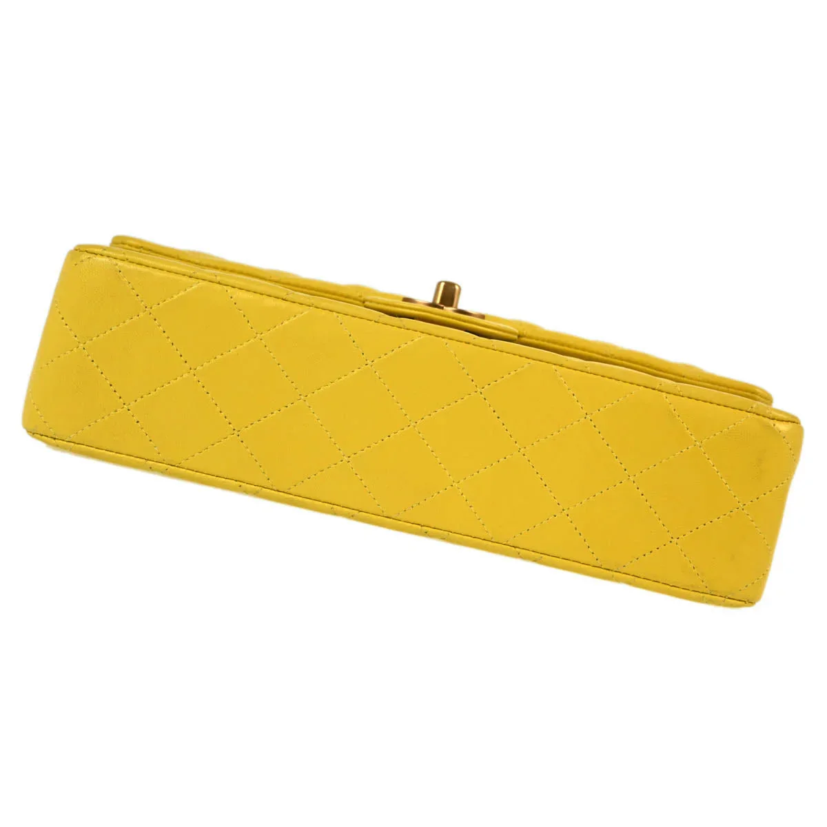 Chanel 2000-2001 Yellow Lambskin Medium Classic Double Flap Shoulder Bag - Image 3