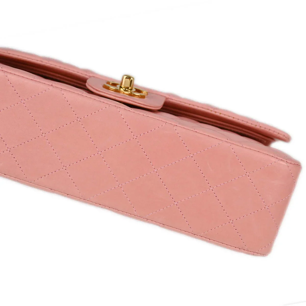 Chanel 2004-2005 Pink Lambskin Medium Classic Double Flap Shoulder Bag - Image 3