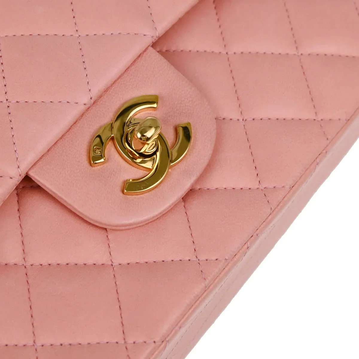 Chanel 2004-2005 Pink Lambskin Medium Classic Double Flap Shoulder Bag - Image 5