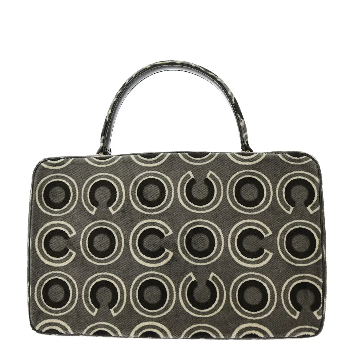 Chanel 2002-2003 Gray Velvet COCO Handbag - Image 2