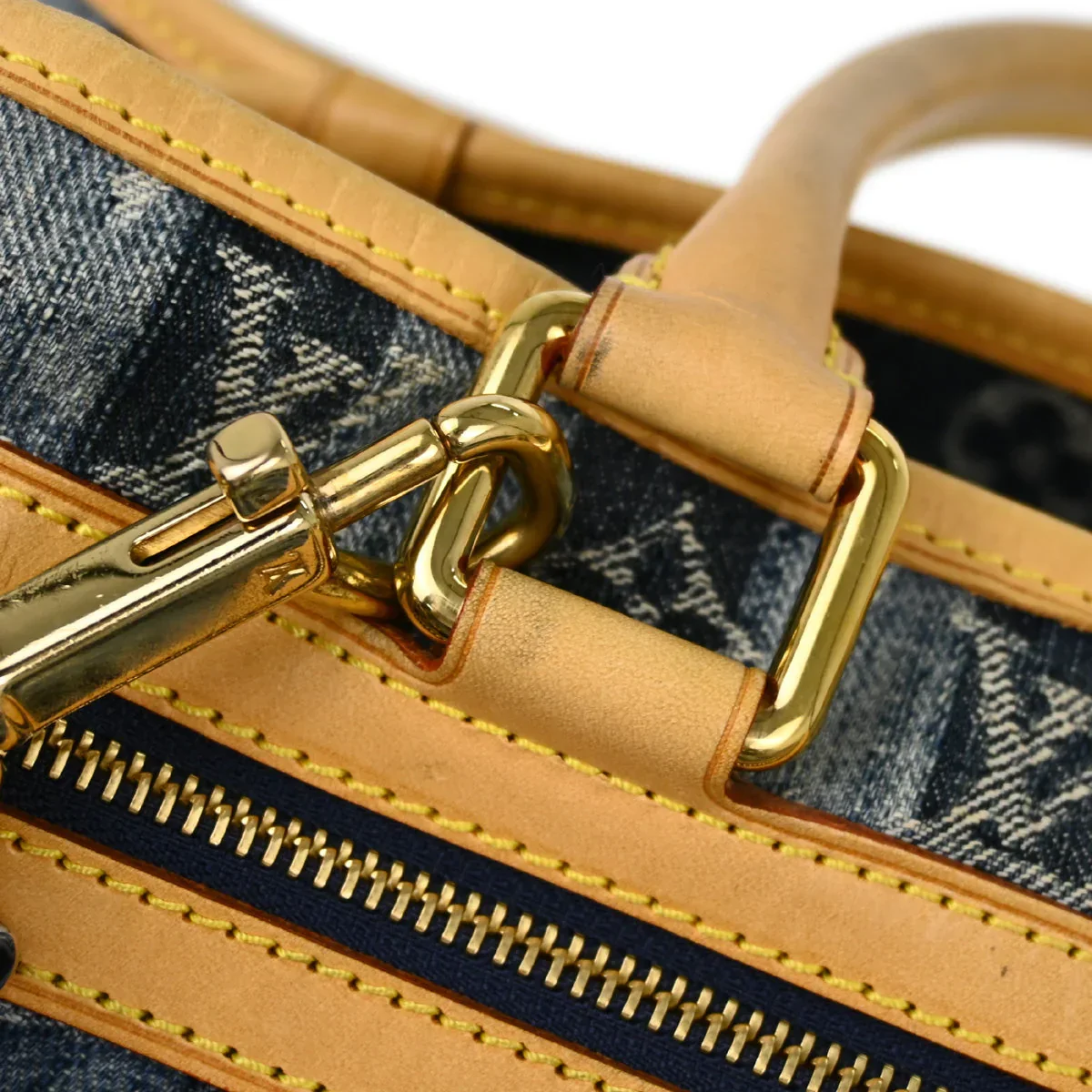 Louis Vuitton 2006 Blue Monogram Denim Cabas Raye GM 2way Tote M95336 - Image 10