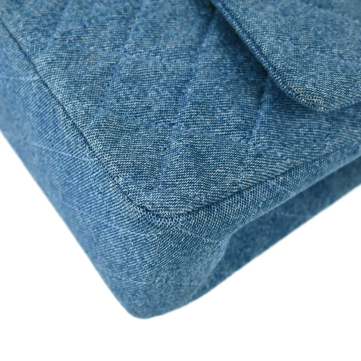Chanel 1989-1991 Blue Denim Medium Classic Double Flap Shoulder Bag - Image 3