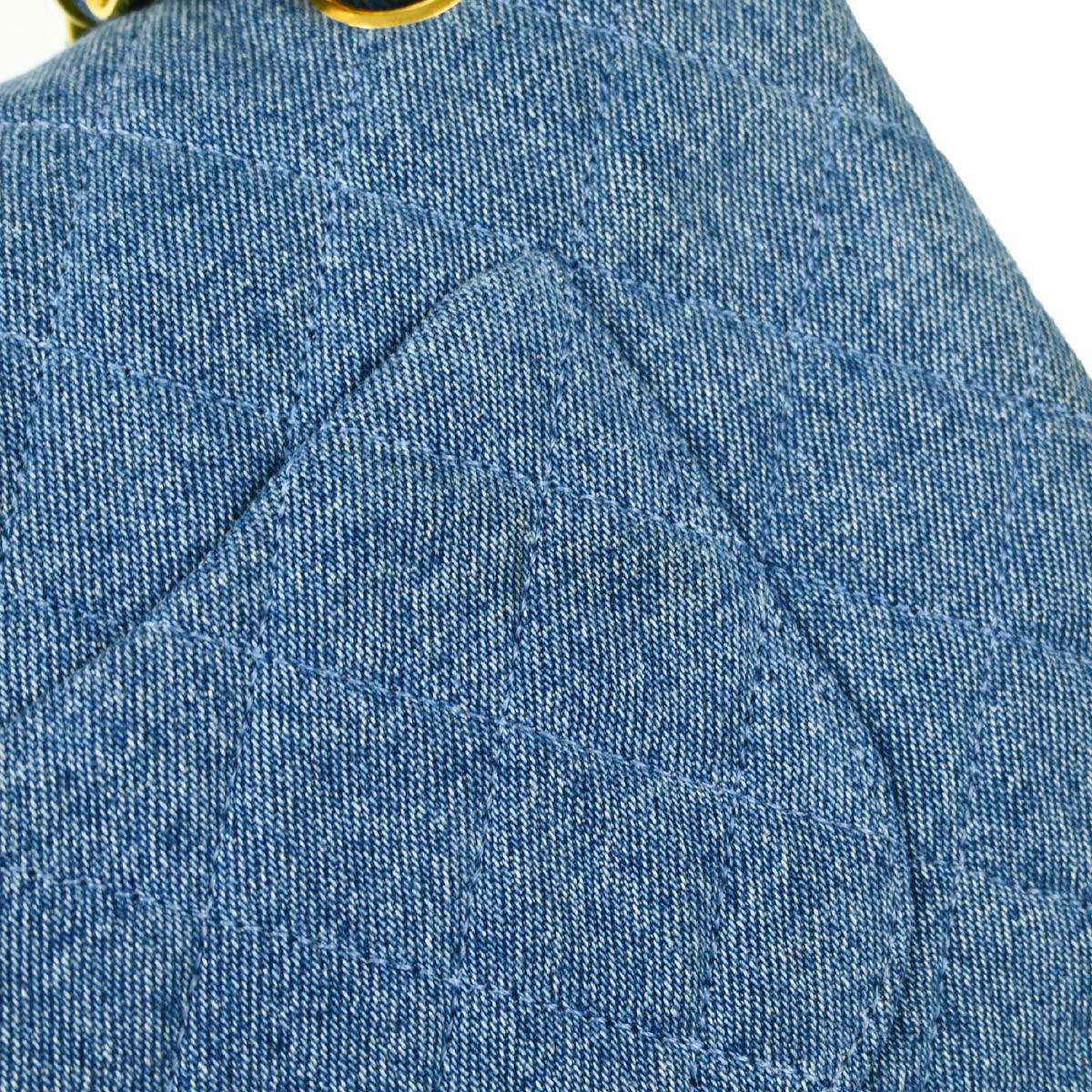 Chanel 1989-1991 Blue Denim Medium Classic Double Flap Shoulder Bag - Image 6