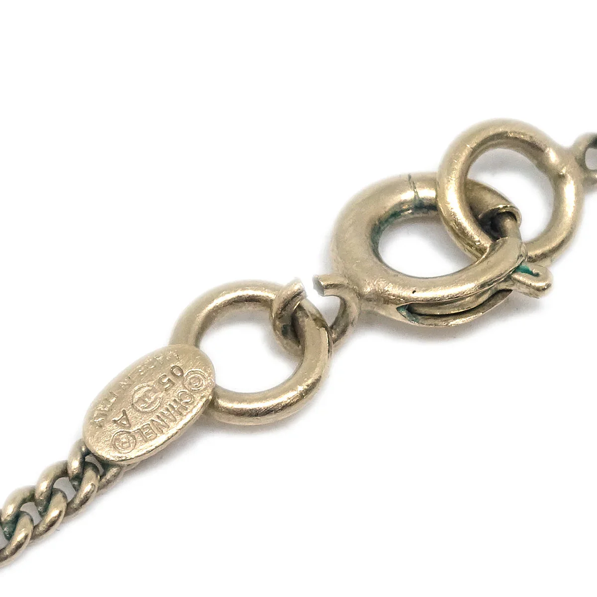 Chanel Chain Pendant Necklace Artificial Pearl Bow Gold 05A - Image 4