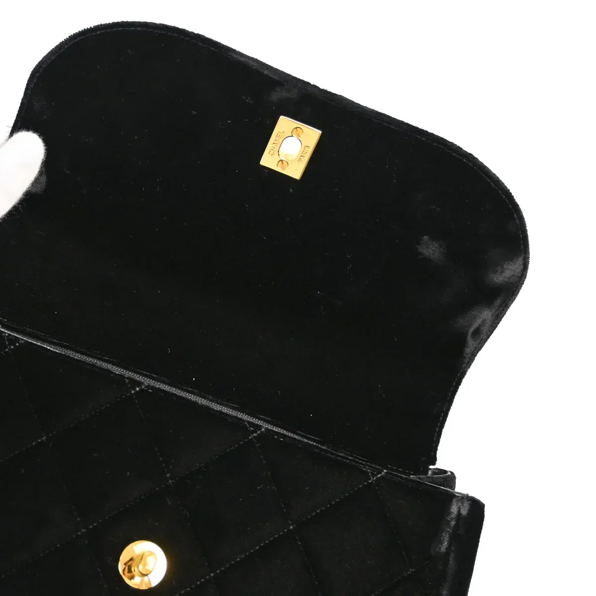 Chanel 1994-1996 Black Velvet Handbag - Image 8