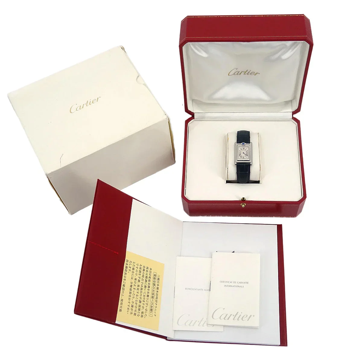 Cartier * Tank Basculante SM Ref.W1011158 Quartz Watch SS Crocodile - Image 3