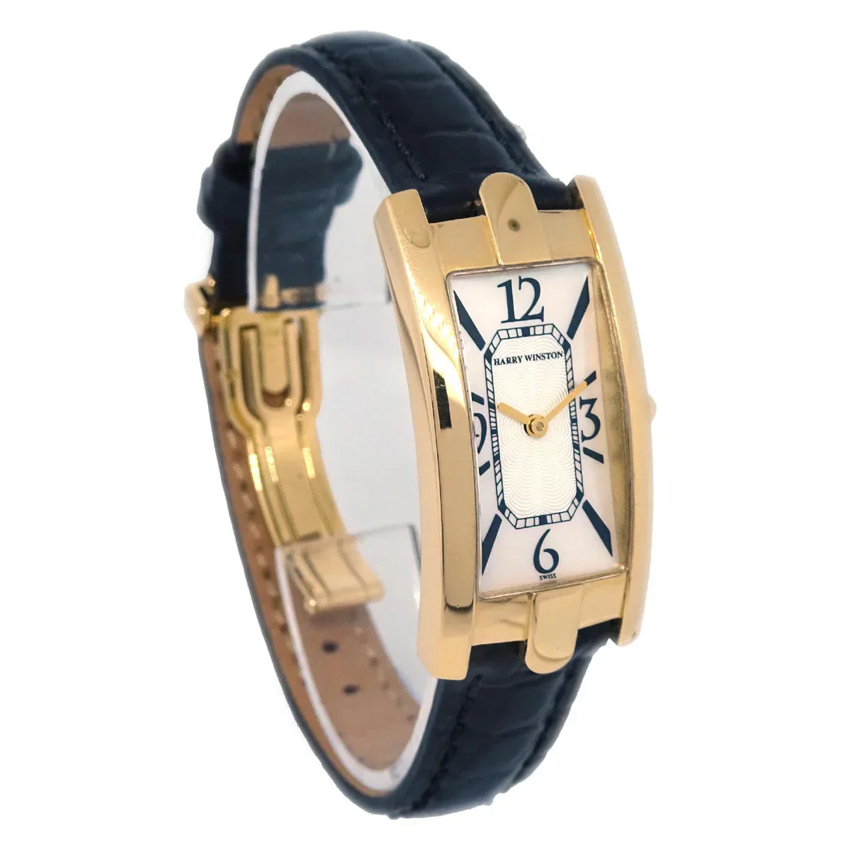 Harry Winston * Ref.330LQG Avenue C Quartz Watch 18KYG Black Crocodile - Image 2