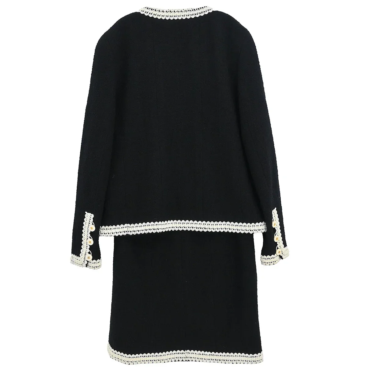Chanel 1994 Setup Suit Jacket Skirt Black #40 - Image 2
