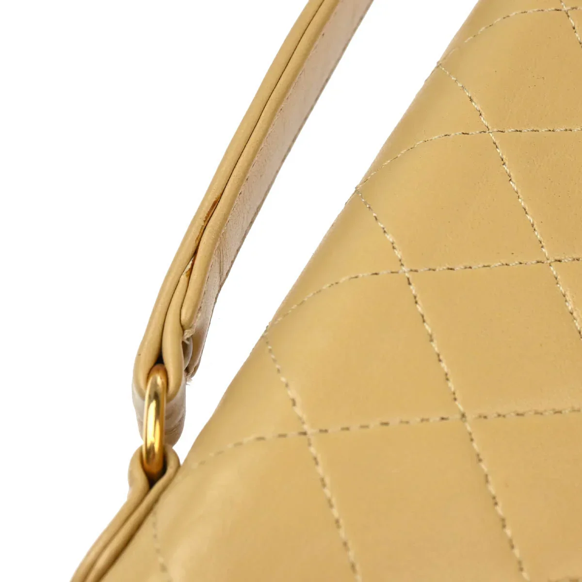 Chanel 1986-1988 Beige Lambskin 2way Shoulder Handbag - Image 7