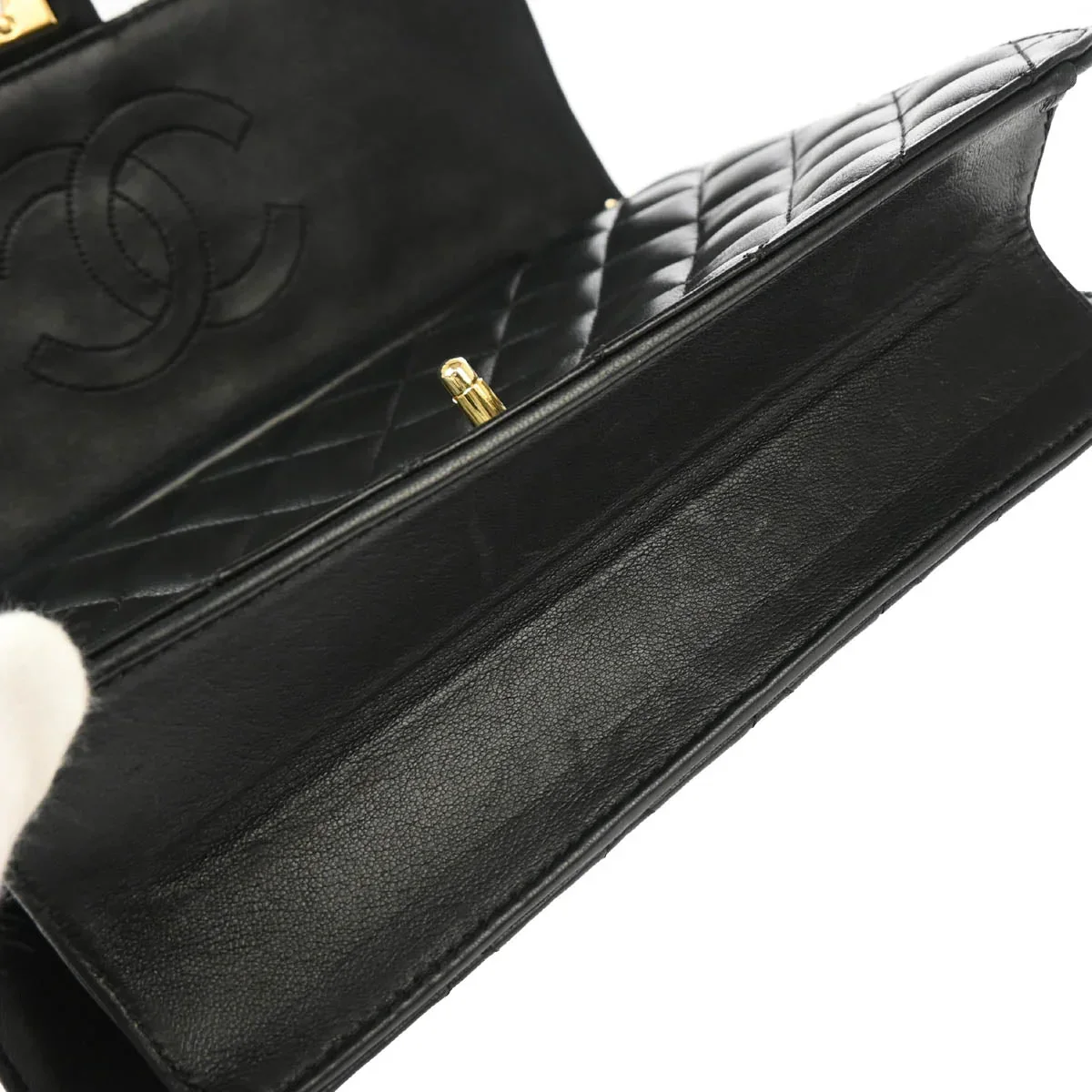 Chanel 2008-2009 Black Lambskin Turnlock Medium Half Flap Shoulder Bag - Image 4