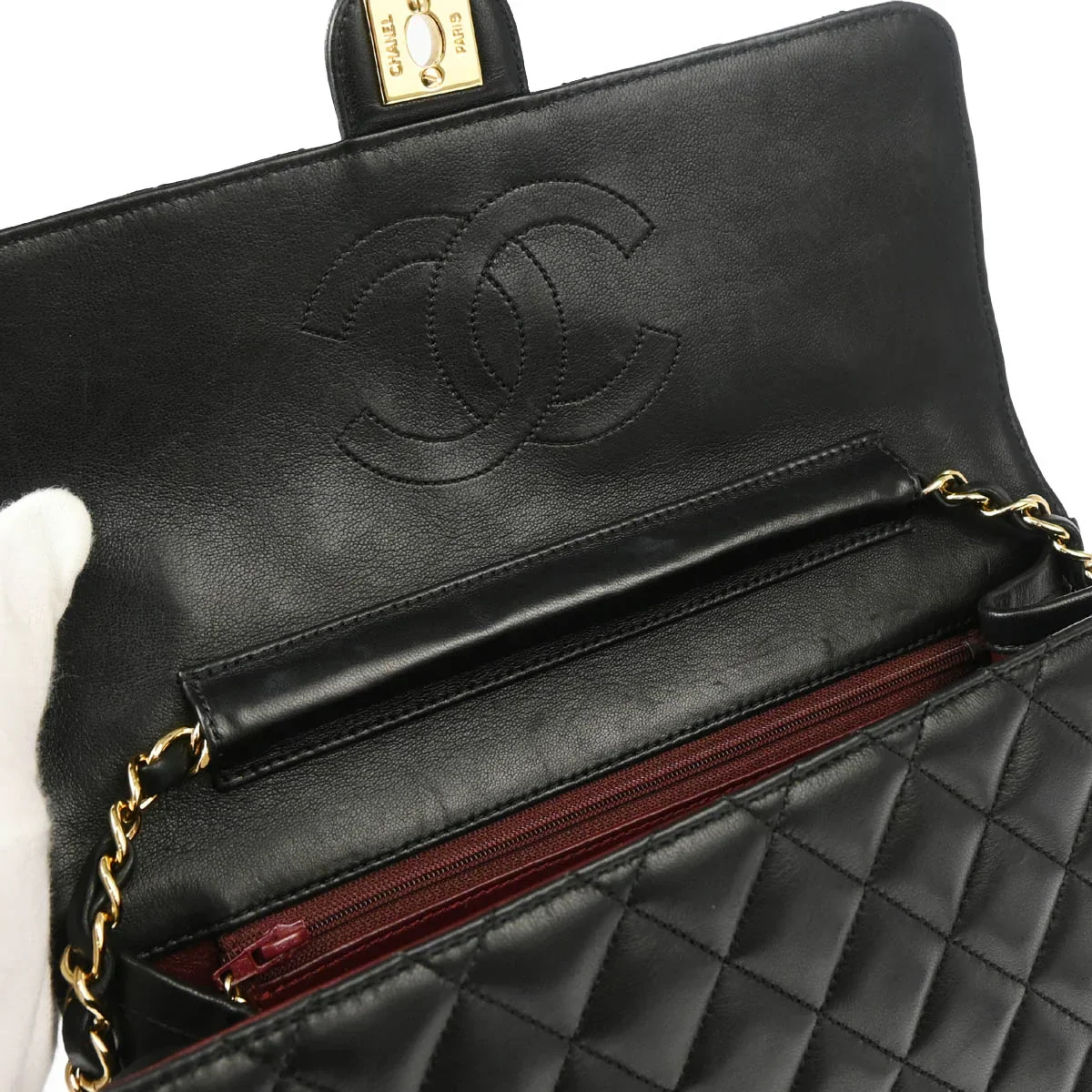 Chanel 2008-2009 Black Lambskin Turnlock Medium Half Flap Shoulder Bag - Image 7