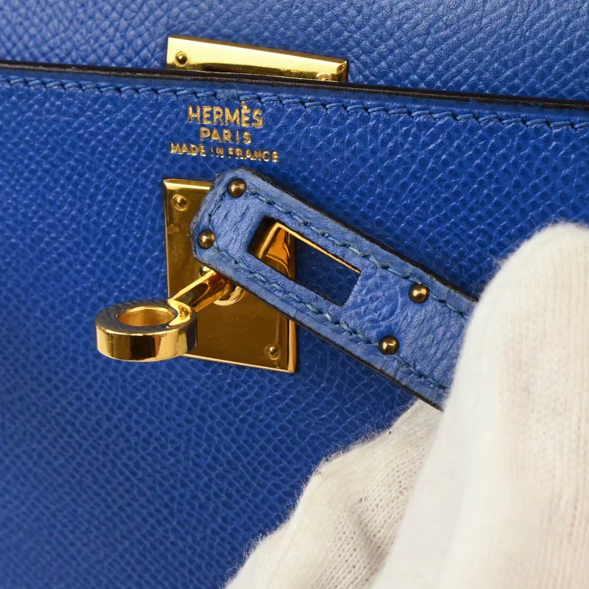 Hermes 1996 Blue Couchevel Mini Kelly 20 Sellier 2way Shoulder Handbag - Image 10