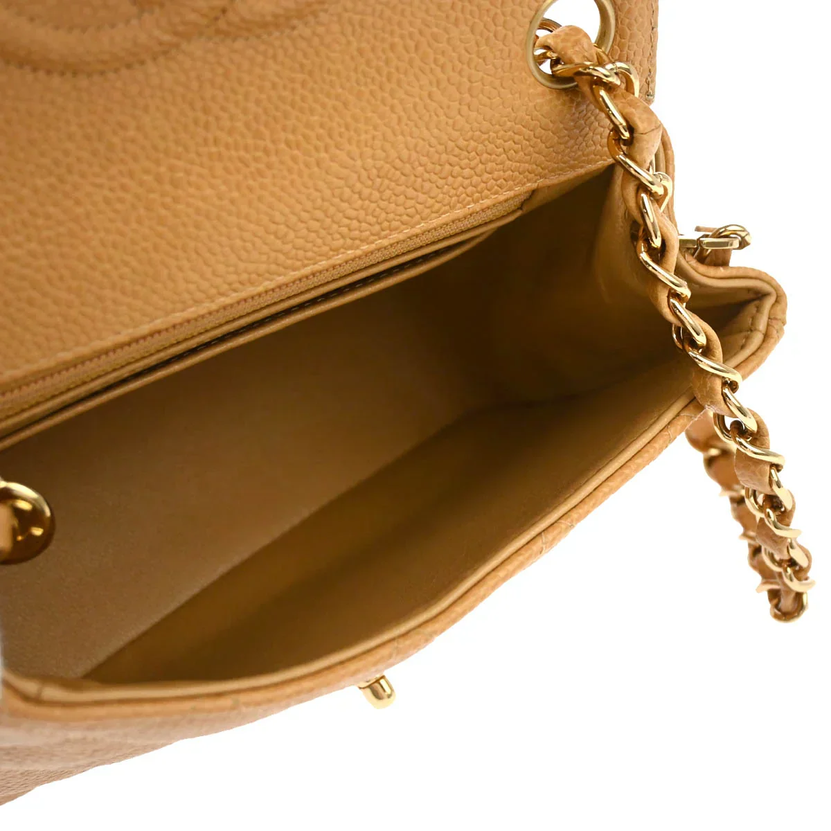 Chanel 2004-2005 Beige Caviar Mini Classic Square Flap Shoulder Bag 17 - Image 4