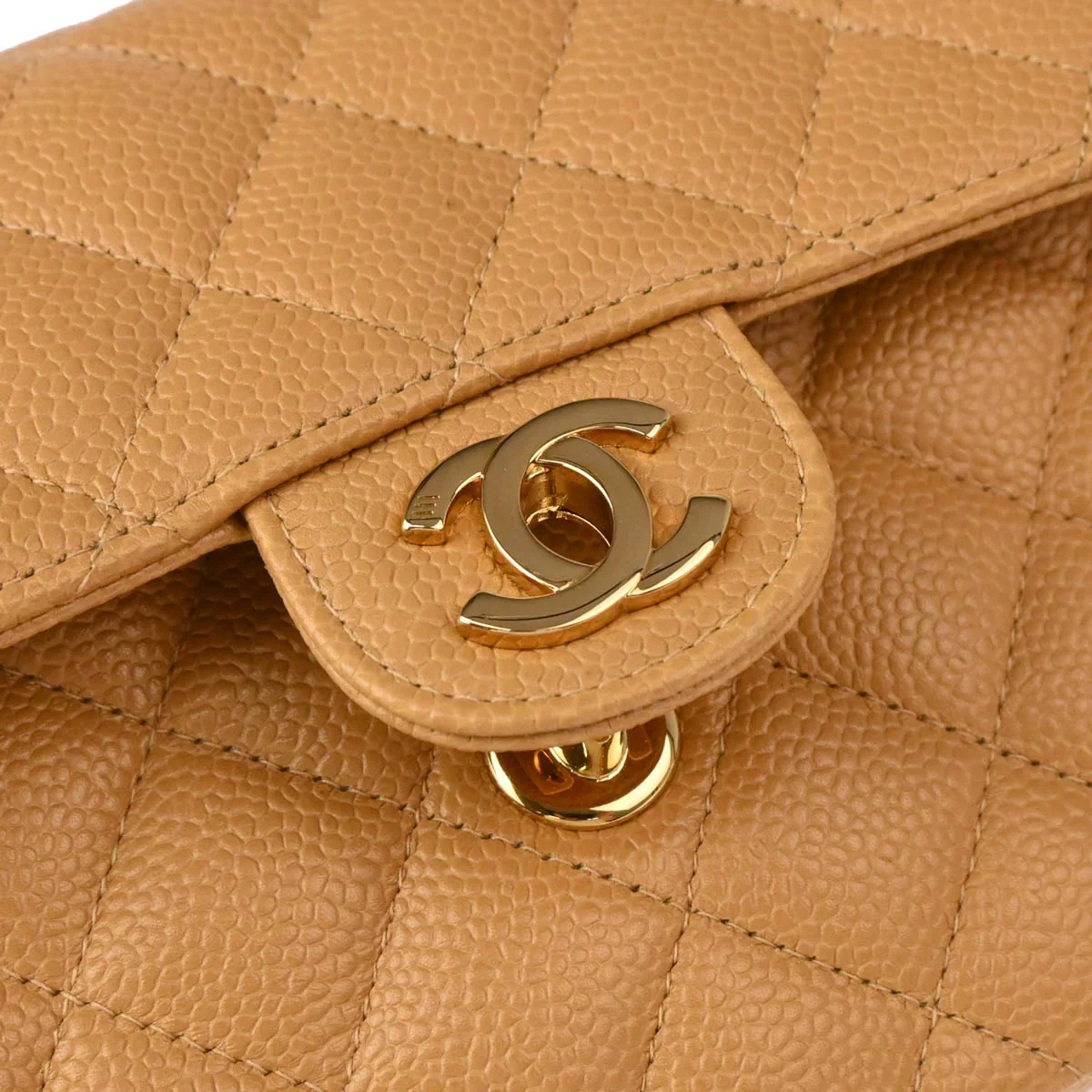 Chanel 2004-2005 Beige Caviar Mini Classic Square Flap Shoulder Bag 17 - Image 7