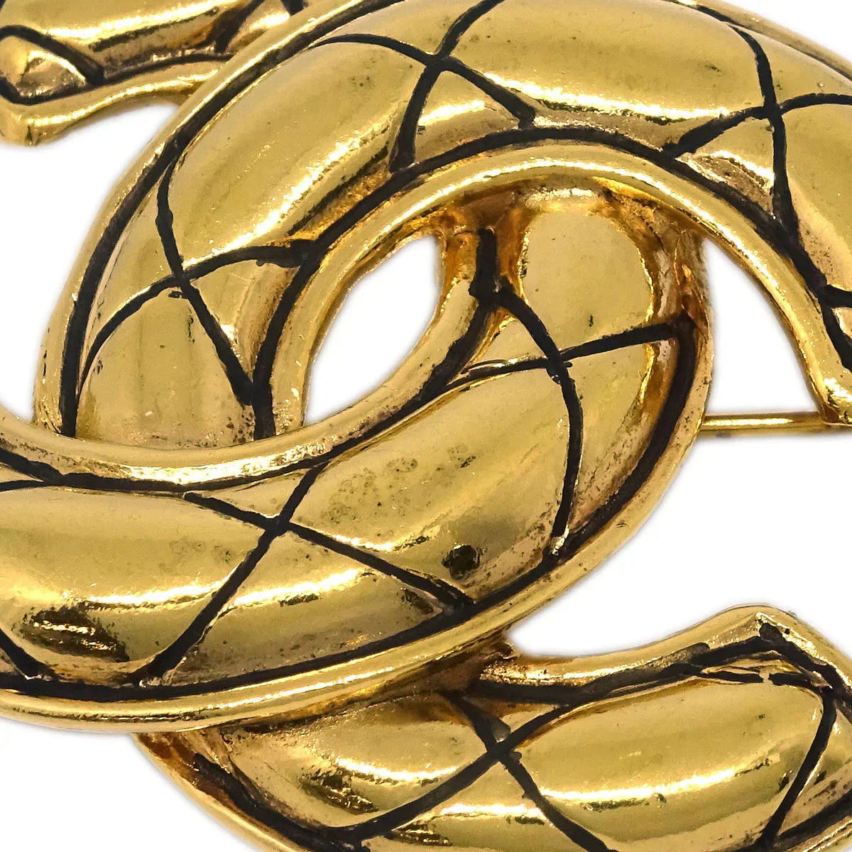 Chanel Quilted CC Brooch Pin Gold 1142 - Image 2