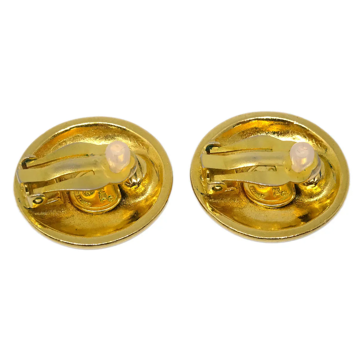 Chanel Button Earrings Clip-On Gold - Image 3
