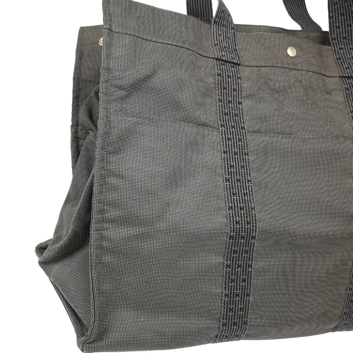 Hermes Gray Canvas Herline Tote TGM Handbag - Image 3