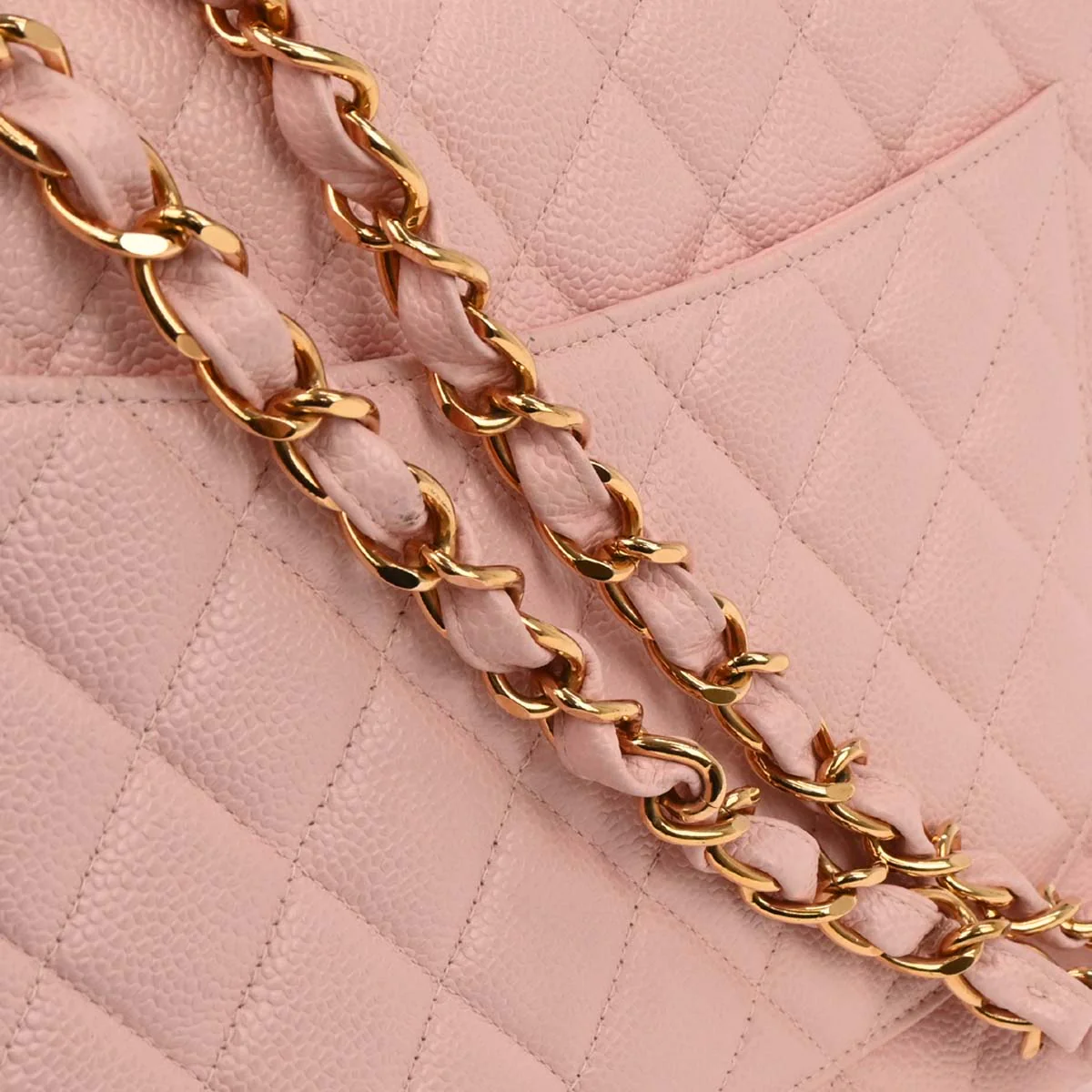 Chanel 2001-2003 Pink Caviar Jumbo Classic Flap Shoulder Bag - Image 4