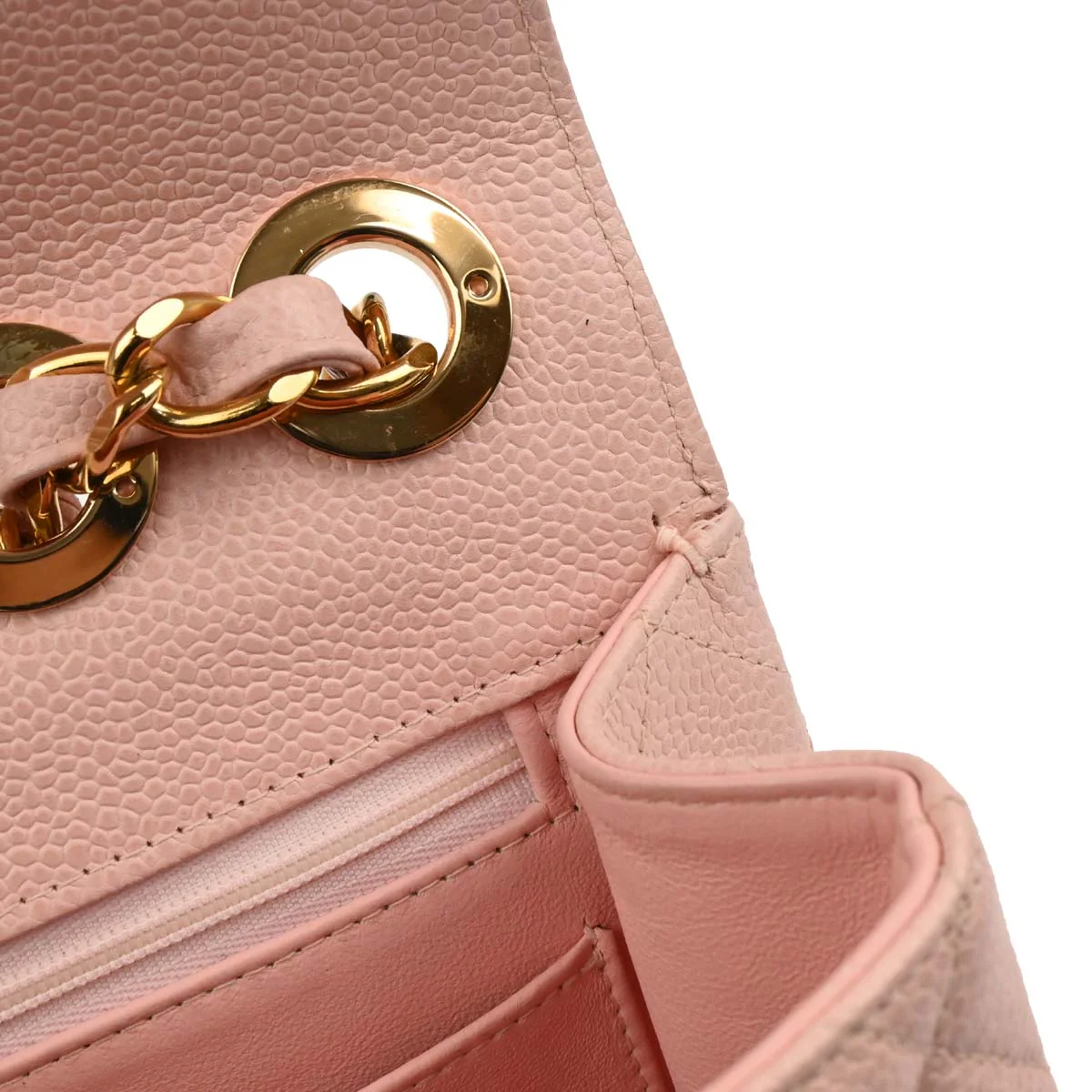 Chanel 2001-2003 Pink Caviar Jumbo Classic Flap Shoulder Bag - Image 7