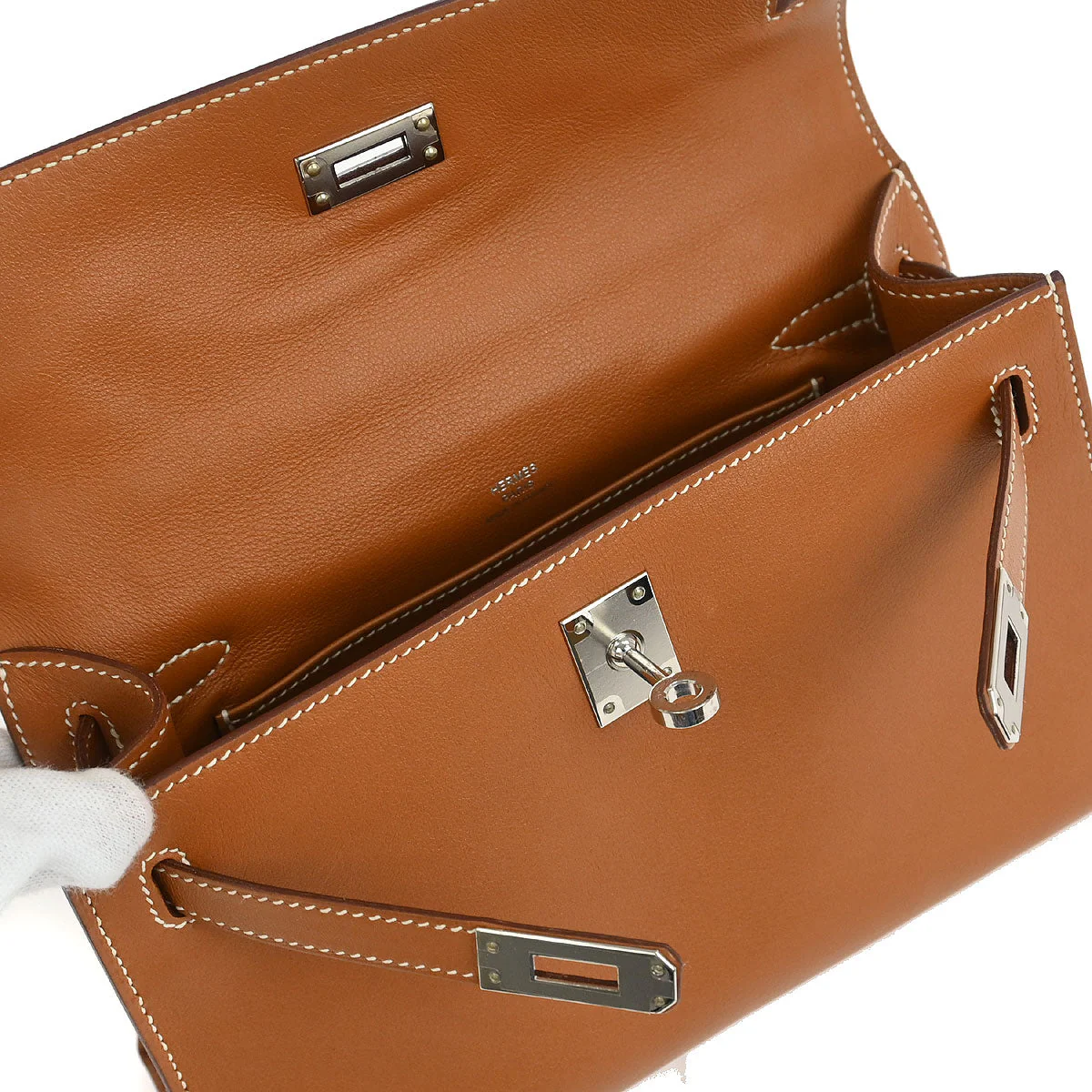 Hermes Gold Veau Swift Kelly Pochette Handbag - Image 7