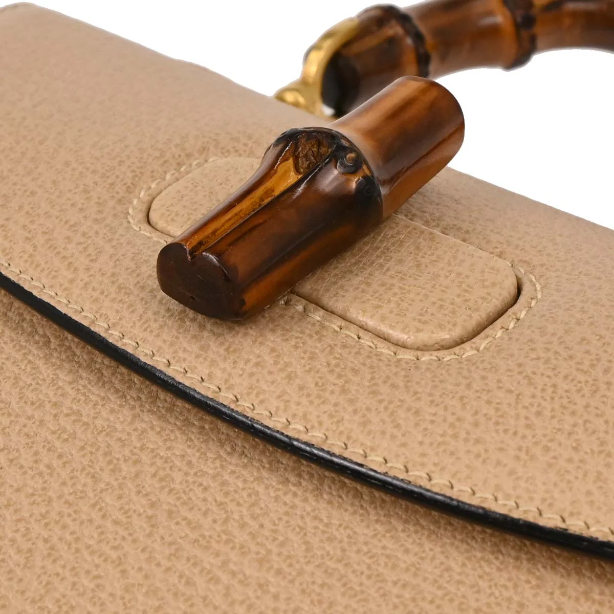 Gucci Beige Pigskin Bamboo 2way Shoulder Handbag - Image 5