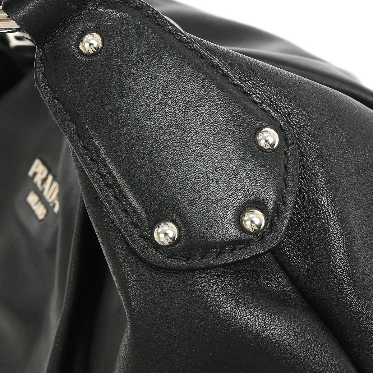 Prada Black Leather Hobo Handbag - Image 6