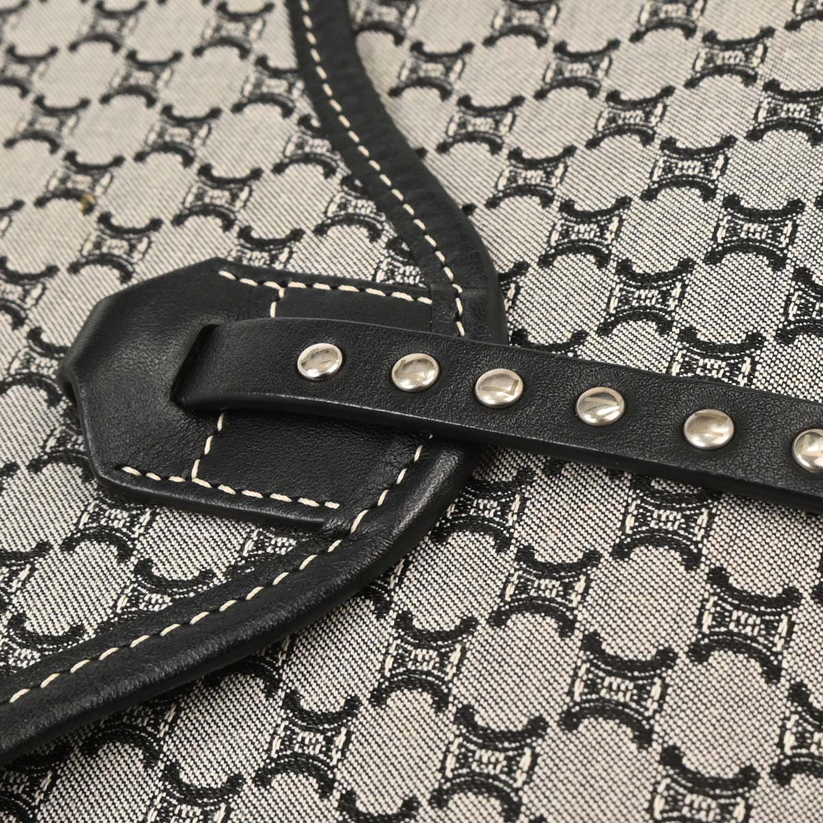 Celine Gray Canvas Macadam Handbag - Image 6