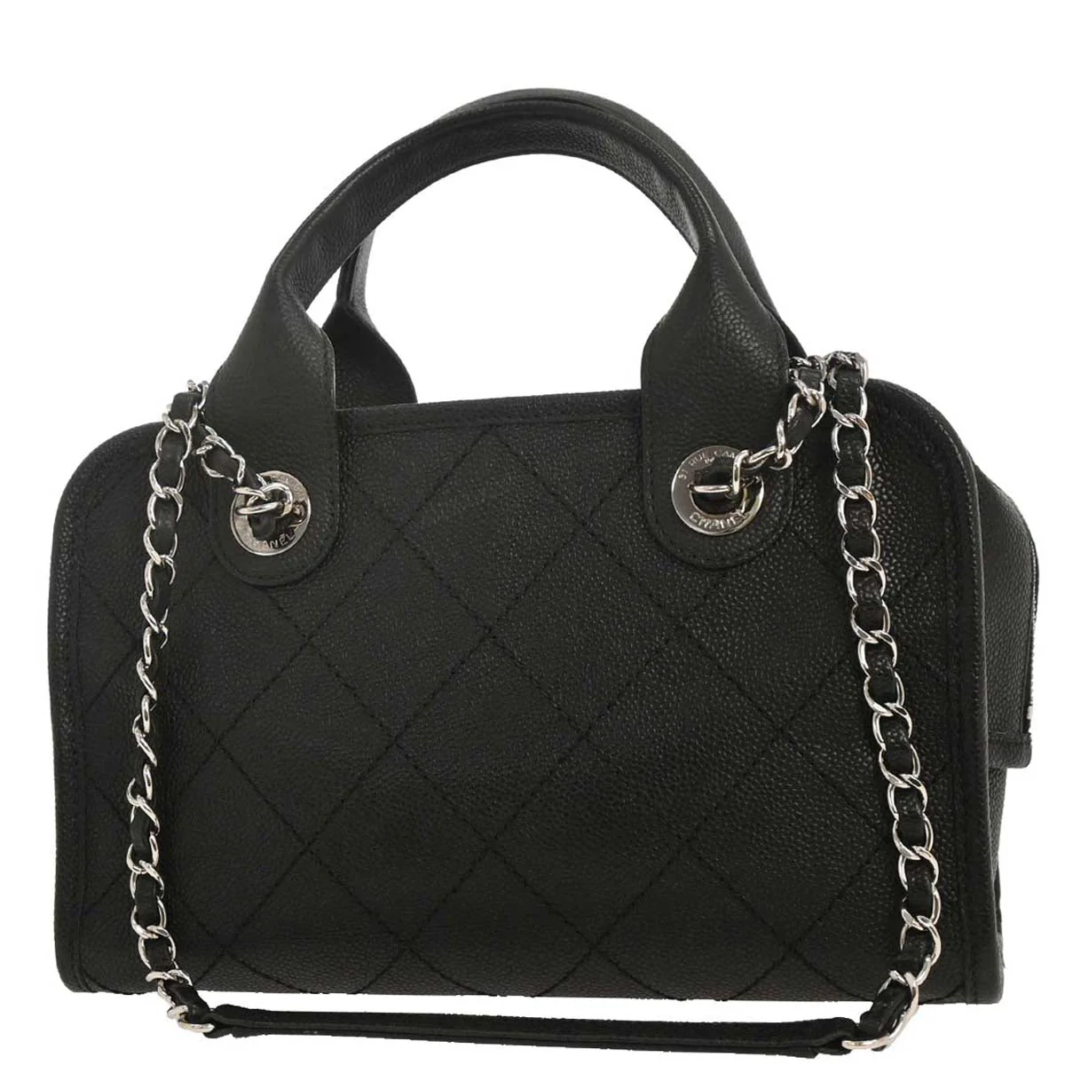 Chanel 2014-2015 Black Caviar Bowling Bag - Image 2