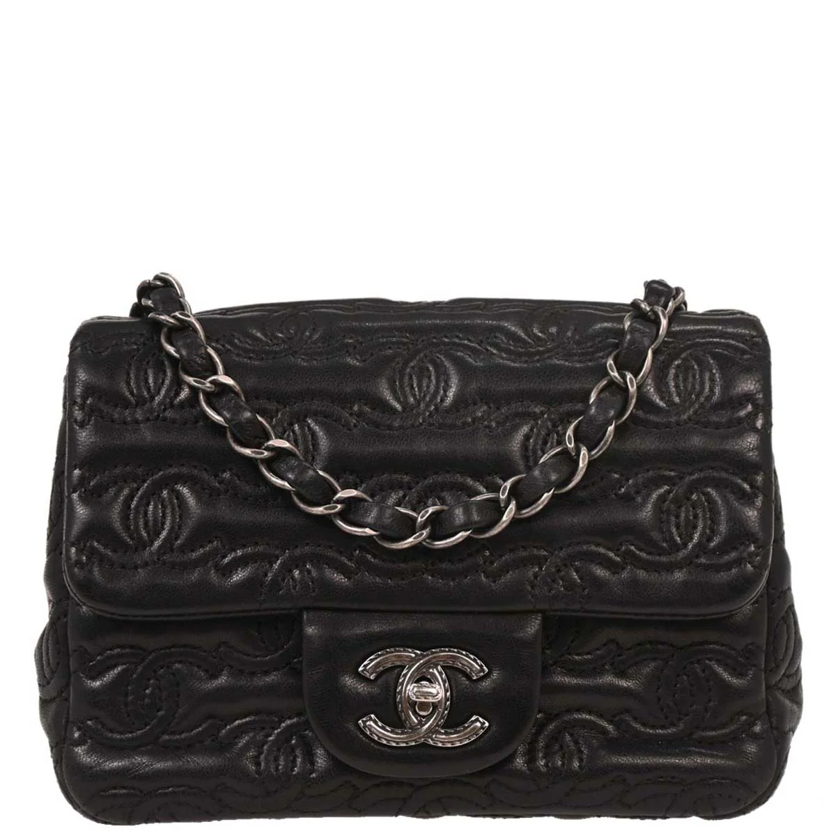 Chanel 2016-2017 Black Lambskin Mini Classic Square Flap Bag 17