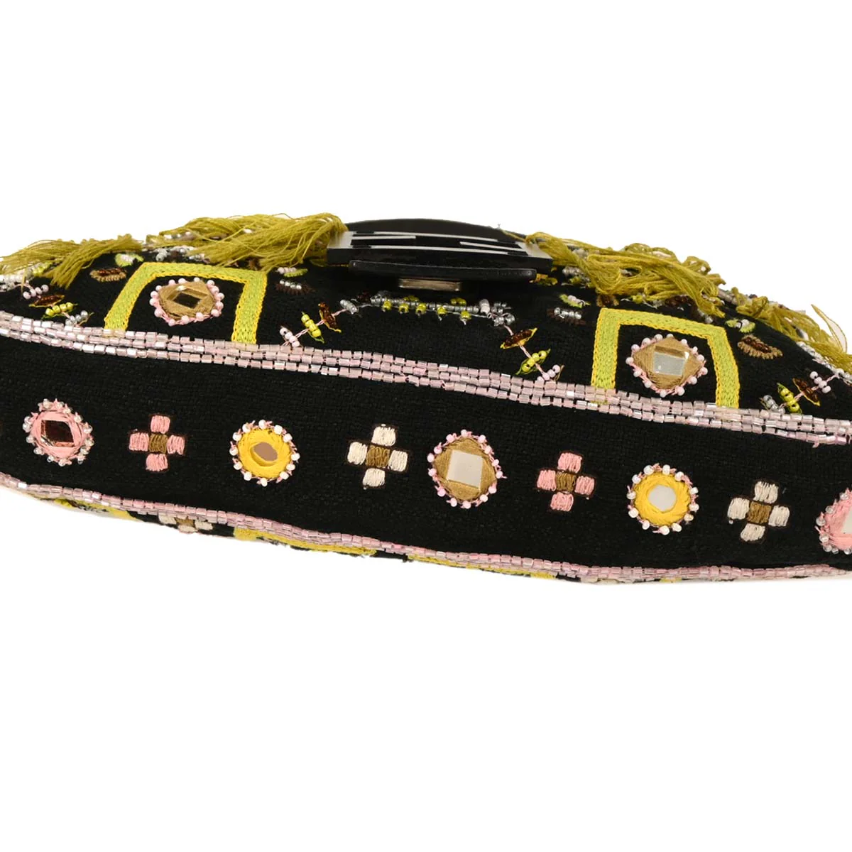 Fendi Black Canvas Beads Baguette Handbag - Image 5