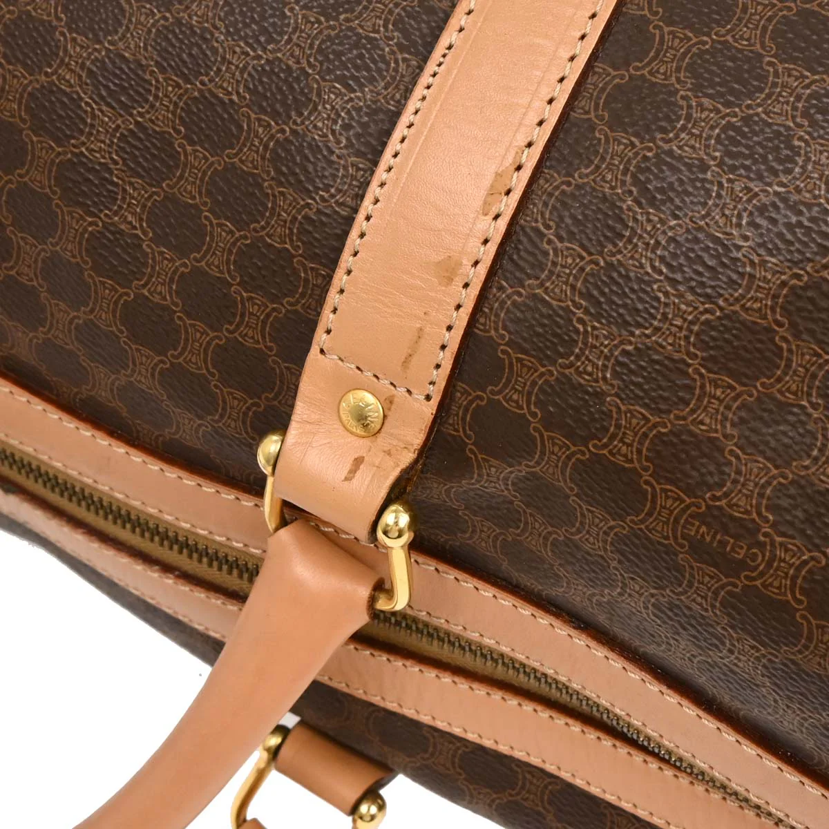 Celine Brown Macadam Duffle Handbag - Image 3