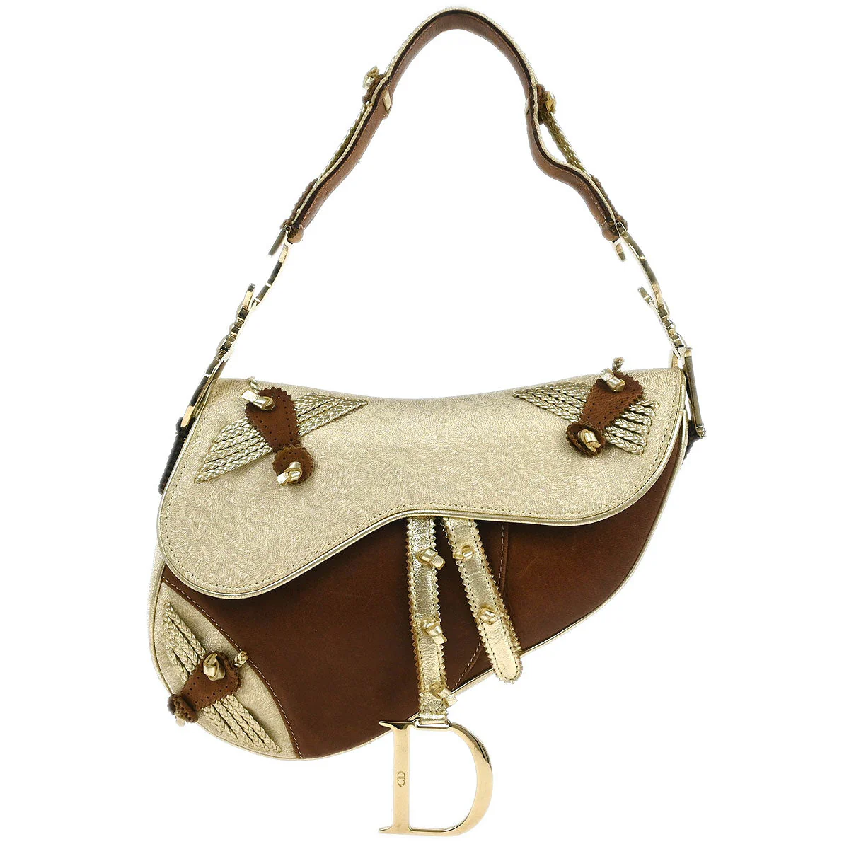 Christian Dior Gold Brown Saddle Handbag - Image 2