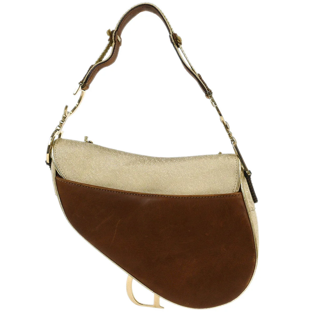 Christian Dior Gold Brown Saddle Handbag - Image 3