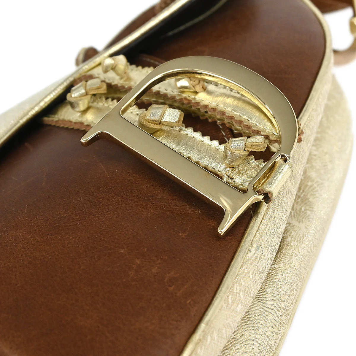 Christian Dior Gold Brown Saddle Handbag - Image 7