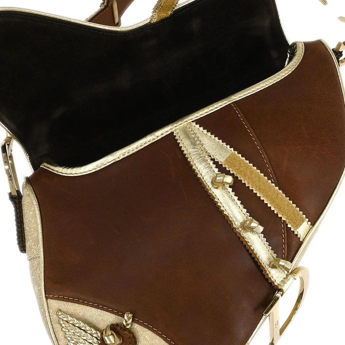 Christian Dior Gold Brown Saddle Handbag - Image 9
