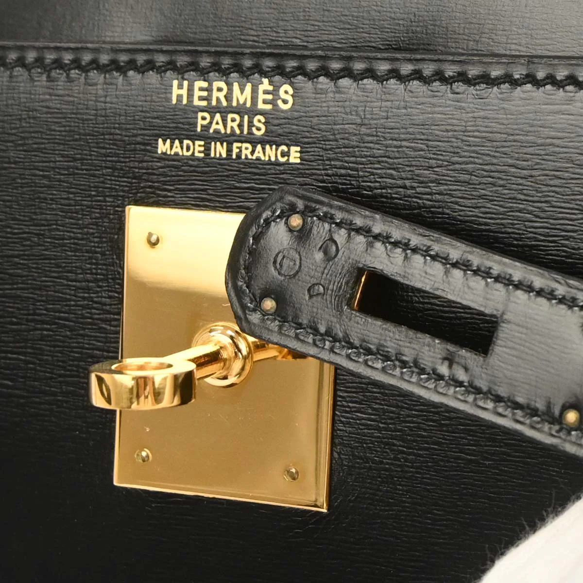 Hermes 1982 Black Box Calf Kelly 32 Sellier Handbag - Image 10